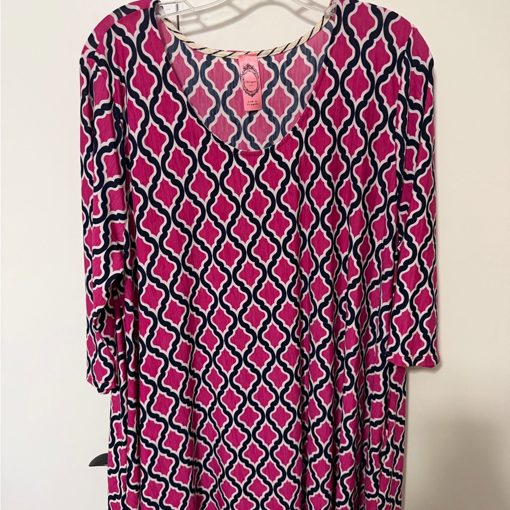 Pink and Navy Dress - XXL